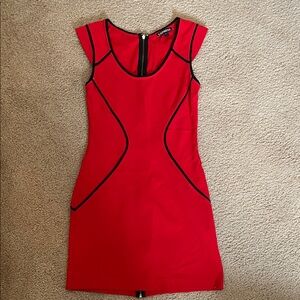 Express Red Mini Dress with Black Trim